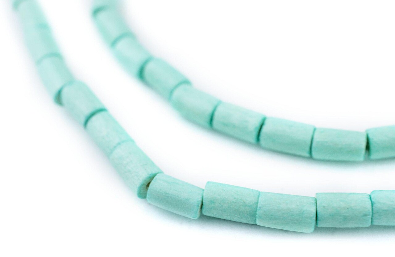 The Bead Chest Pistachio Green Tube Natural Wood Beads (7x5mm): Organic Eco-Friendly Wooden Bead Strand for DIY Jewelry, Crafts, Necklace and Bracelet Making